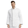 Bluza kucharska biała na zatrzaski długi rękaw lamówka czarna roz.3XL – bluza kucharska – odzież gastronomiczna